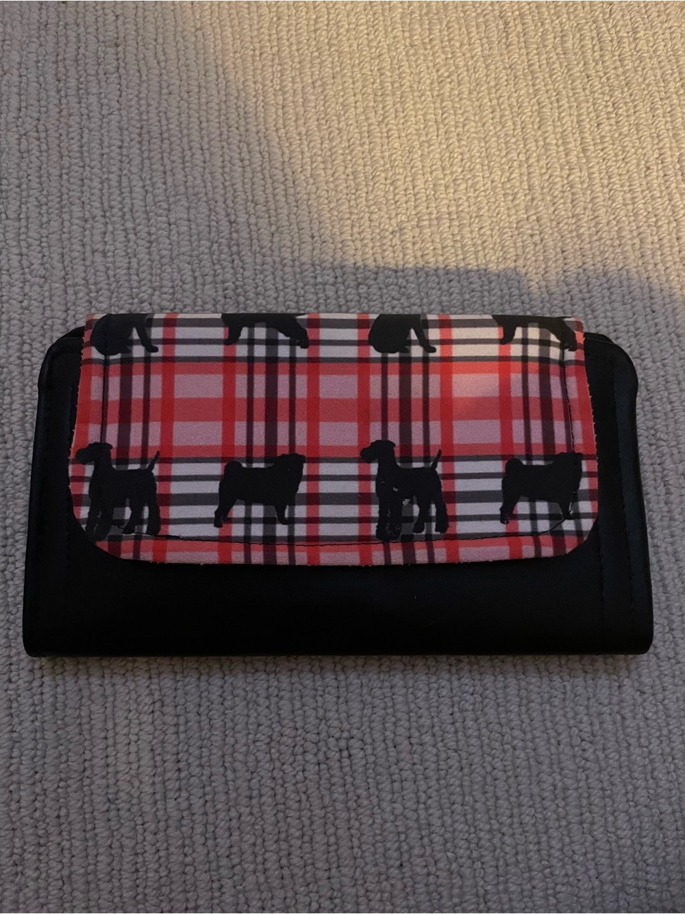 vintage Plaid Red & Black Dog Print Wallet c51